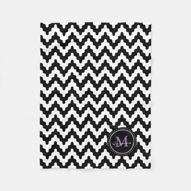 Sparre för svart vit för Monogram | mjuk Fleecefilt (Framsidan)