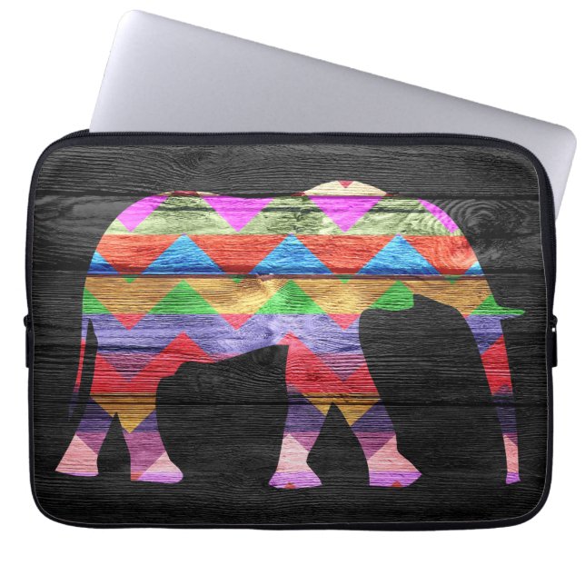 Sparreelefantmönster på trä laptop sleeve (Framsidan)