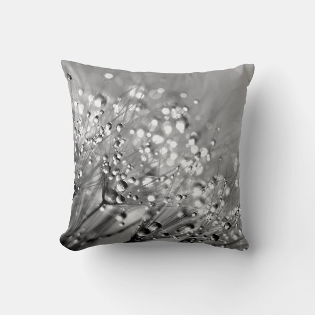 Sparris Dew Silver Grått Bakgrund Dandelion Kudde (Framsida)