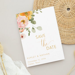 Sparrosa & Guld Trädgårdsbröllop Save the Date Inbjudningar