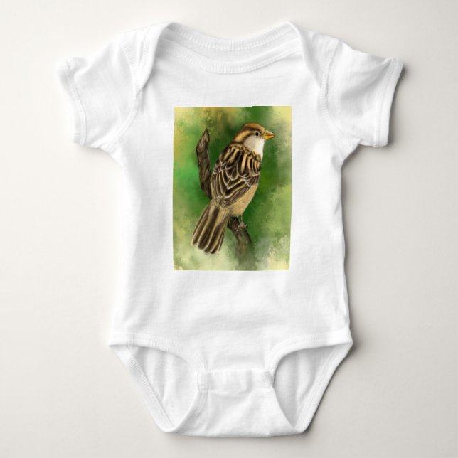 Sparrow Baby Bodydress BeSnyle Liuttle Bird T Shirt (Framsida)