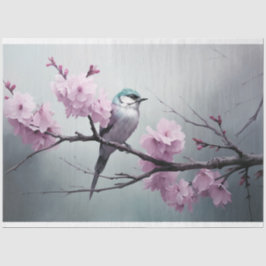 Sparrow Bird Cherry Blommar Gren Chinoiserie