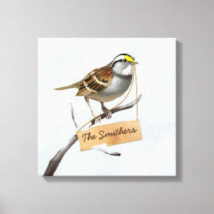 Sparrow Bird Customize Namn Canvastryck