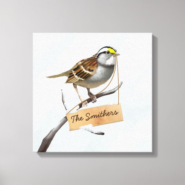 Sparrow Bird Customize Namn Canvastryck (Framsida)