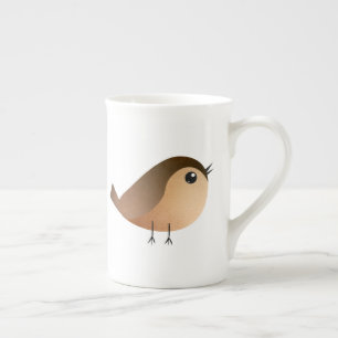 Sparrow Bird Tecknad Benporslin Mugg
