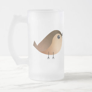 Sparrow Bird Tecknad Frostat Ölglas