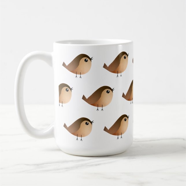 Sparrow Bird Tecknad Kaffemugg (Vänster)