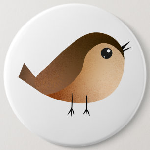 Sparrow Bird Tecknad Knapp