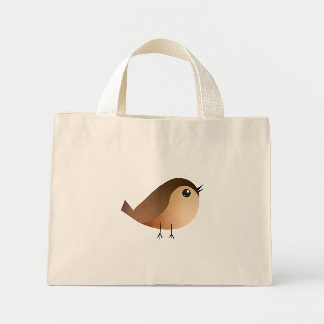 Sparrow Bird Tecknad Mini Tygkasse (Framsidan)