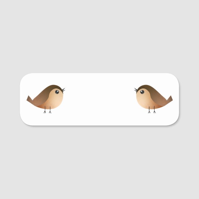 Sparrow Bird Tecknad Namnbricka (Framsida)