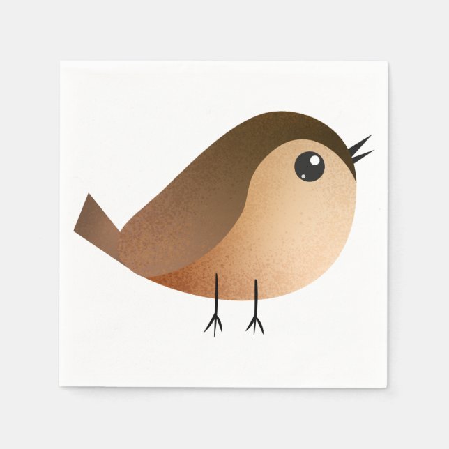 Sparrow Bird Tecknad Pappersservett (Framsidan)