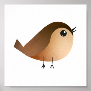 Sparrow Bird Tecknad Poster