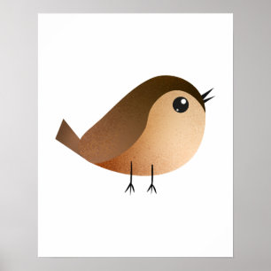 Sparrow Bird Tecknad Poster