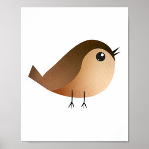 Sparrow Bird Tecknad Poster