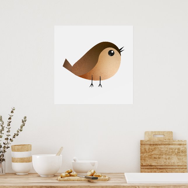 Sparrow Bird Tecknad Poster (Kök)
