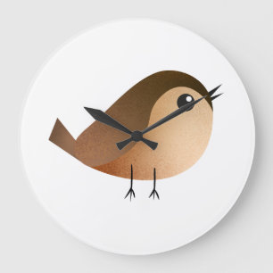 Sparrow Bird Tecknad Stor Klocka