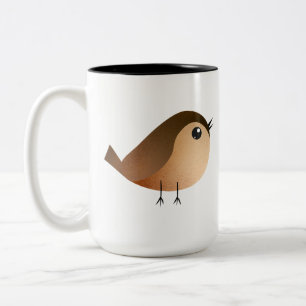 Sparrow Bird Tecknad Två-Tonad Mugg