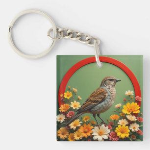 🐦 Sparrow Blommig Naturdesign För Trädgårdsstil