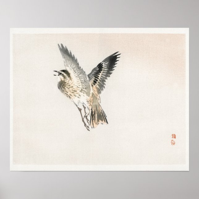 Sparrow by Kōno Bairei (1844-1895) Poster (Framsidan)