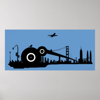 Sparrow city flygplan poster - Blue