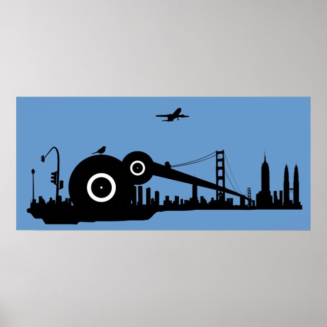 Sparrow city flygplan poster - Blue (Framsidan)