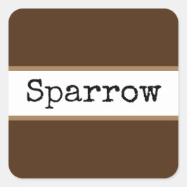 SPARROW Cocoa Brown White Rand Retro Text Fyrkantigt Klistermärke