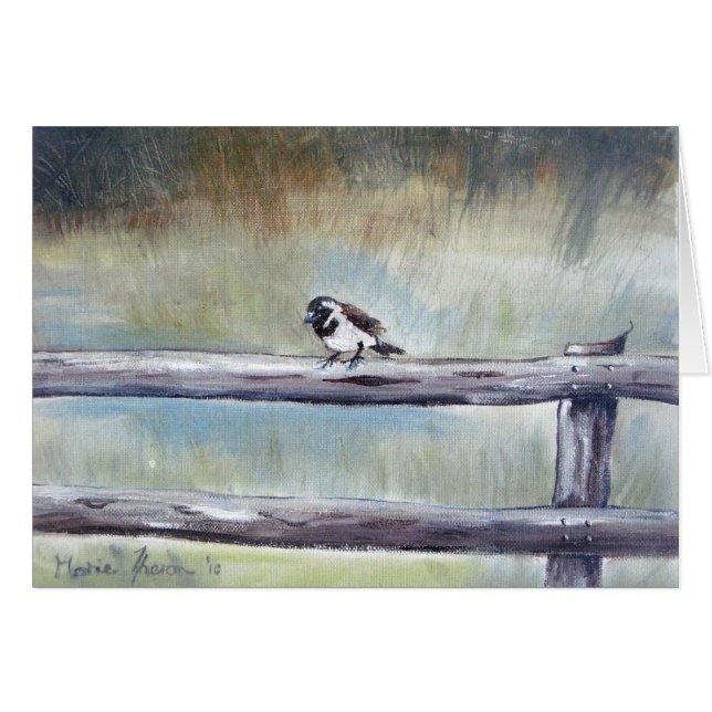 Sparrow i misten hälsningskort (Framsidan Horizontal)