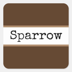 SPARROW Kakaobrun Vit Randig Retrotext Fyrkantigt Klistermärke