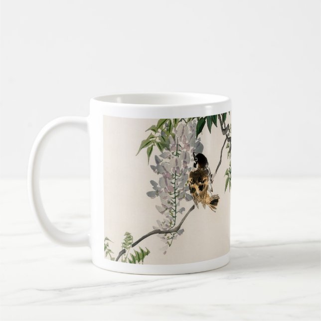 Sparrow på gren av Kōno Bairei Kaffemugg (Vänster)
