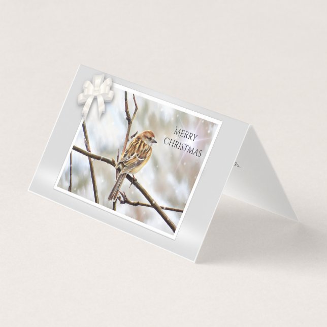 Sparrow på Gren - God jul Kort (Framsida)