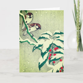 SPARROW RED BERRIES CHRISTMAS-kort Kort