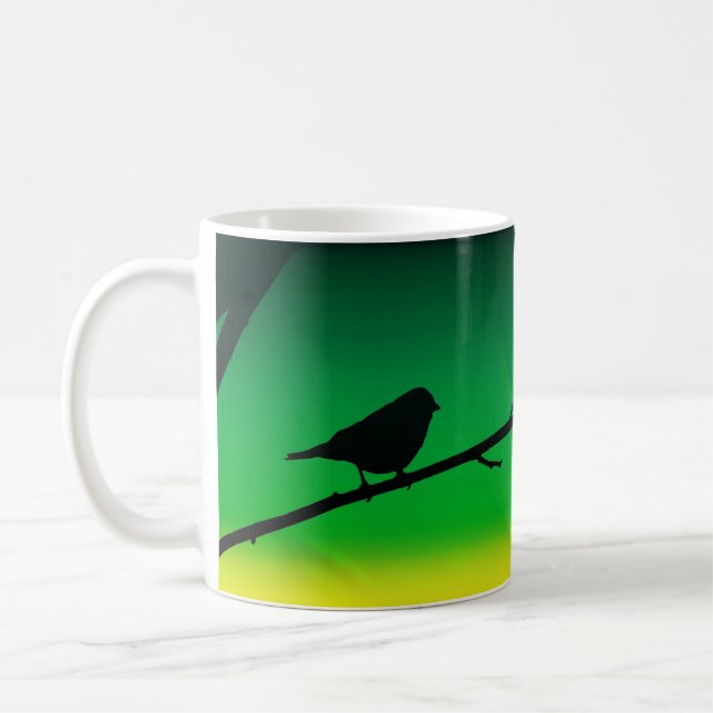 Sparrow Silhouette på Limonene Kaffemugg (Vänster)