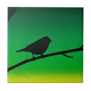 Sparrow Silhouette på Limonene Kakelplatta