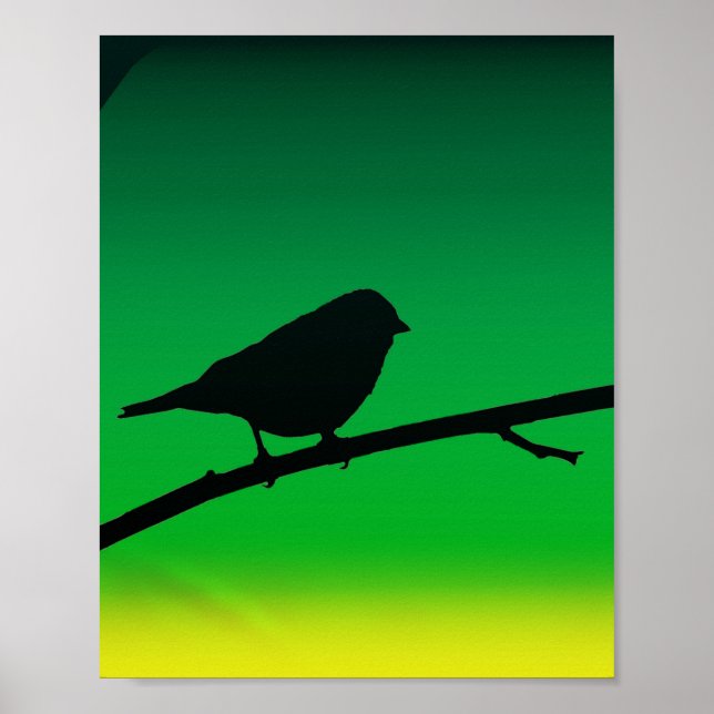 Sparrow Silhouette på Limonene Poster (Framsidan)