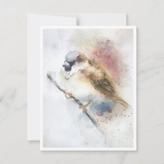 Sparrow Vattenfärgskort Anteckningskort