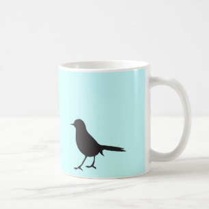 Sparrowfågelsvart & vitsilhouetteblått kaffemugg