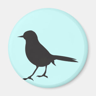 Sparrowfågelsvart & vitsilhouetteblått magnet