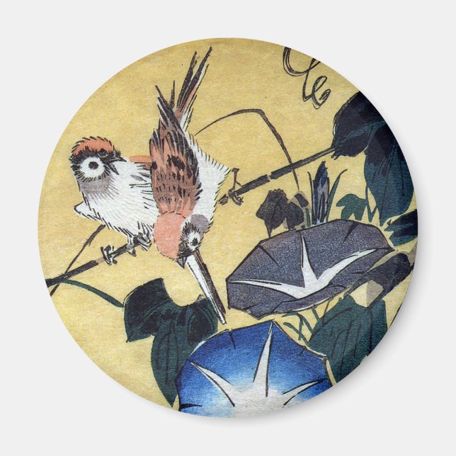 Sparrows and God God morgon Glory, Hiroshige Magnet (Framsidan)
