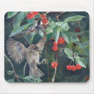 Sparrows in a Cherry Träd, Bruno Liljefors Musmatta