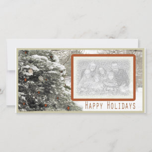 Sparrows in snowy träd helgdag Photo Card Julkort