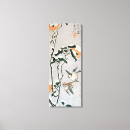 Sparrows och Camellia i Snö av Ando Hiroshige Canvastryck