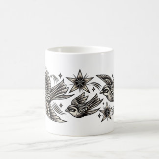 Sparrows & Stars – Vintage Tattoo Kaffemugge Magisk Mugg