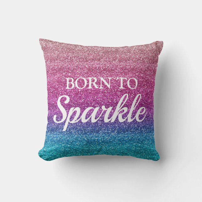 Sparsam Rosa och Blå Glitter Born till Gnistra Kudde (Framsida)
