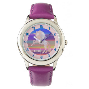 Sparsam Rosa Unicorn på Abstrakt Glow Armbandsur