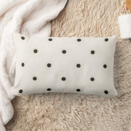 Sparse Antique Black & Antique White Polka dots Lumbarkudde
