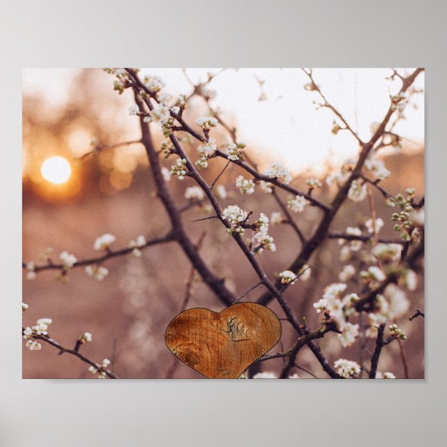 spårskog träd grenar väg väg kärlek hjärta poster (Framsidan)