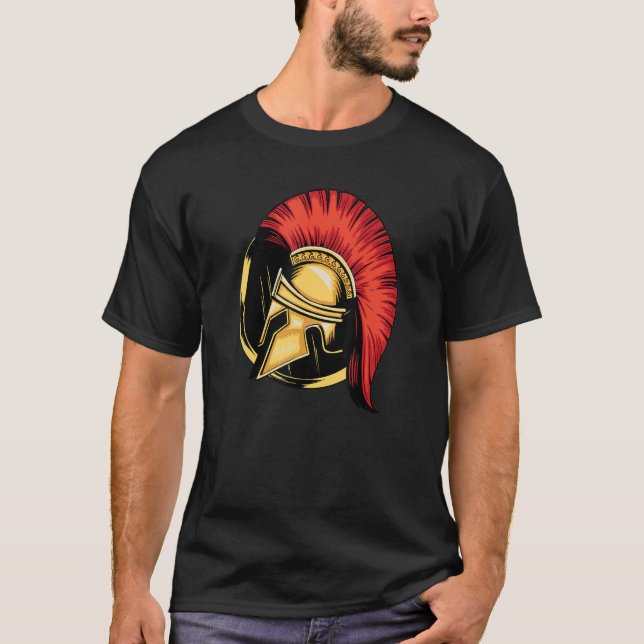 Sparta Helmet Warrior Spartacus Spartan Molon Lab T Shirt (Framsida)