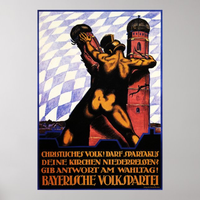 SPARTAKUS 1919 Tysk politisk Krig-propaganda Poster (Framsidan)