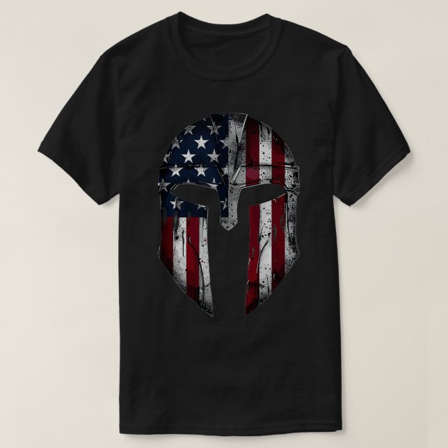 Spartan American Flag for Patriotic Men Women Vint T Shirt (Design framsida)