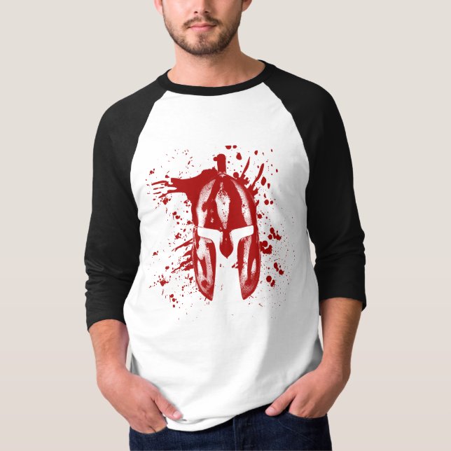 Spartan Blood Helmet American Spartan Molon Labe T Shirt (Framsida)